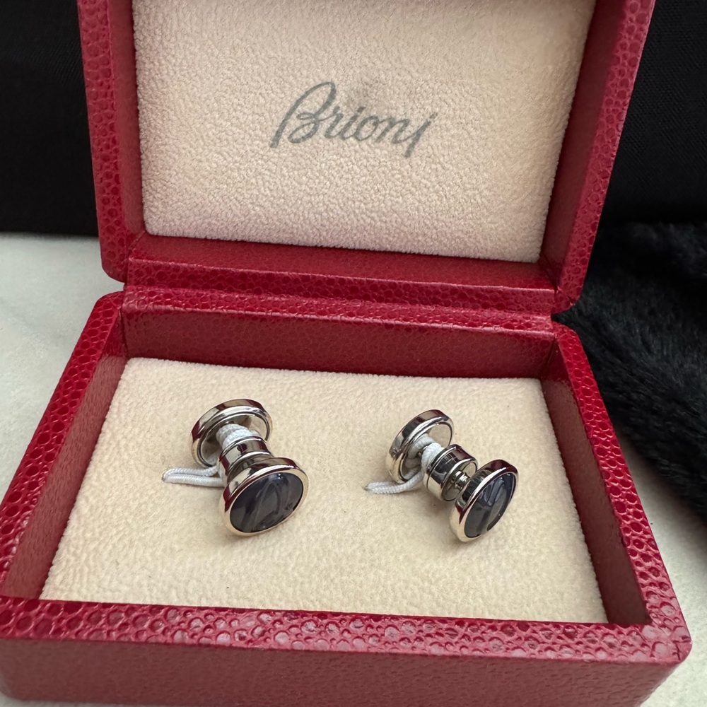 Brioni Silver and Blue Cufflinks